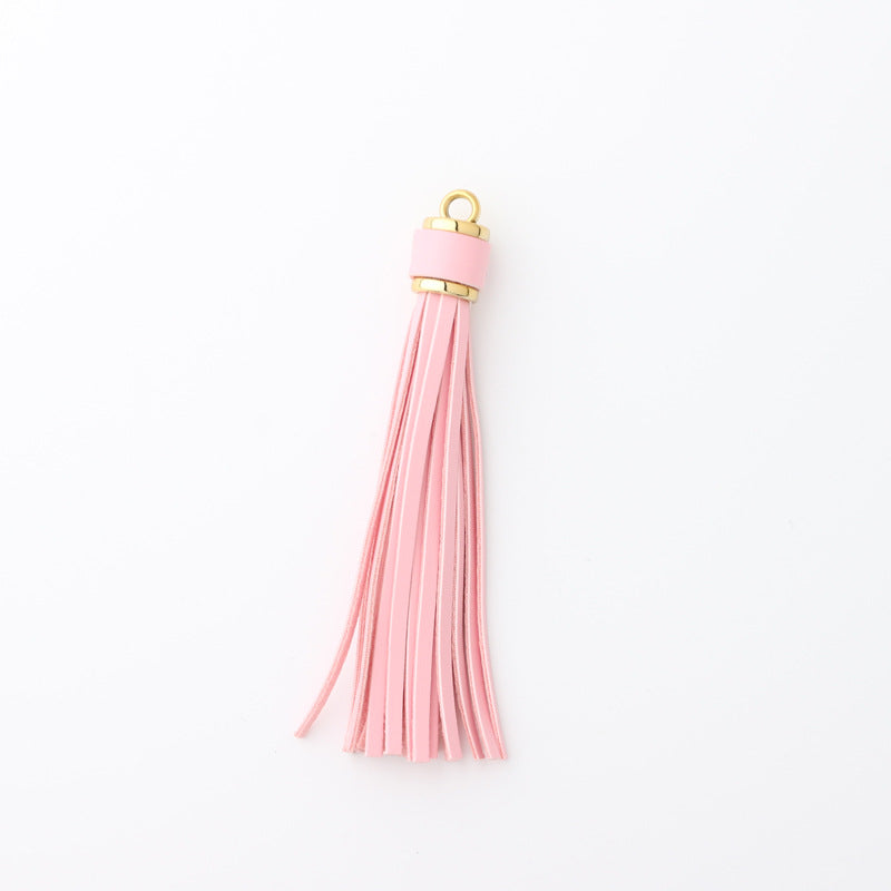 PU Leather Tassel Keychain with Gold Electroplated Hardware 6
