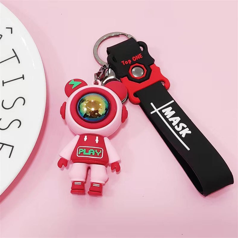 Silicone Lightning Bear Couple Keychain Colorful Glossy Helmets 5