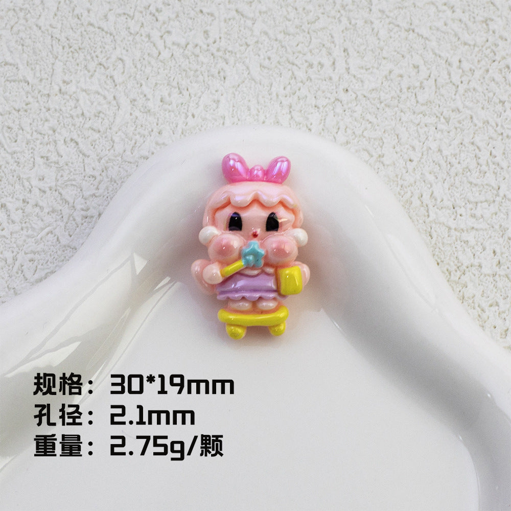 Plating Pop Resin Beads 30mm Crybaby Brushing Teeth Character 10pcs 6