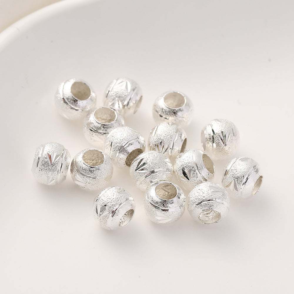 Brass Flower Engraved Metal Beads 10mm Matte Large Hole 50pcs 9