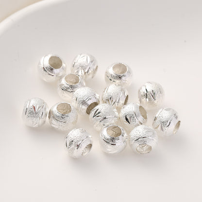 Brass Flower Engraved Metal Beads 10mm Matte Large Hole 50pcs 9