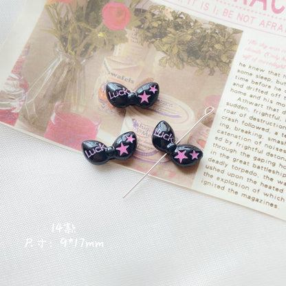 Silicone Focal Beads Sassy Barbie Style Baking Painted Alloy Black Pink 15
