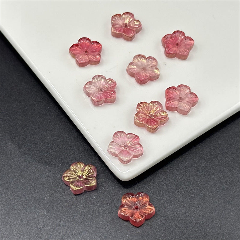 Czech Glass Beads Petals Pentagonal Plum Blossom 14mm Sky Blue 100pcs 9