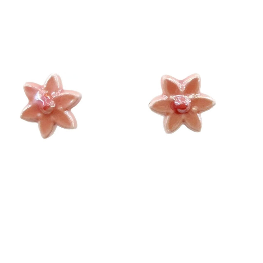 Six Petal Flower Ceramic Beads 16mm Glossy Colorful 10pcs 5