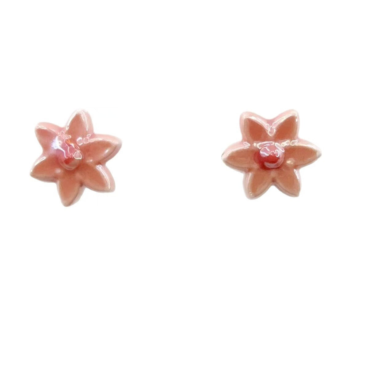 Six Petal Flower Ceramic Beads 16mm Glossy Colorful 10pcs 5