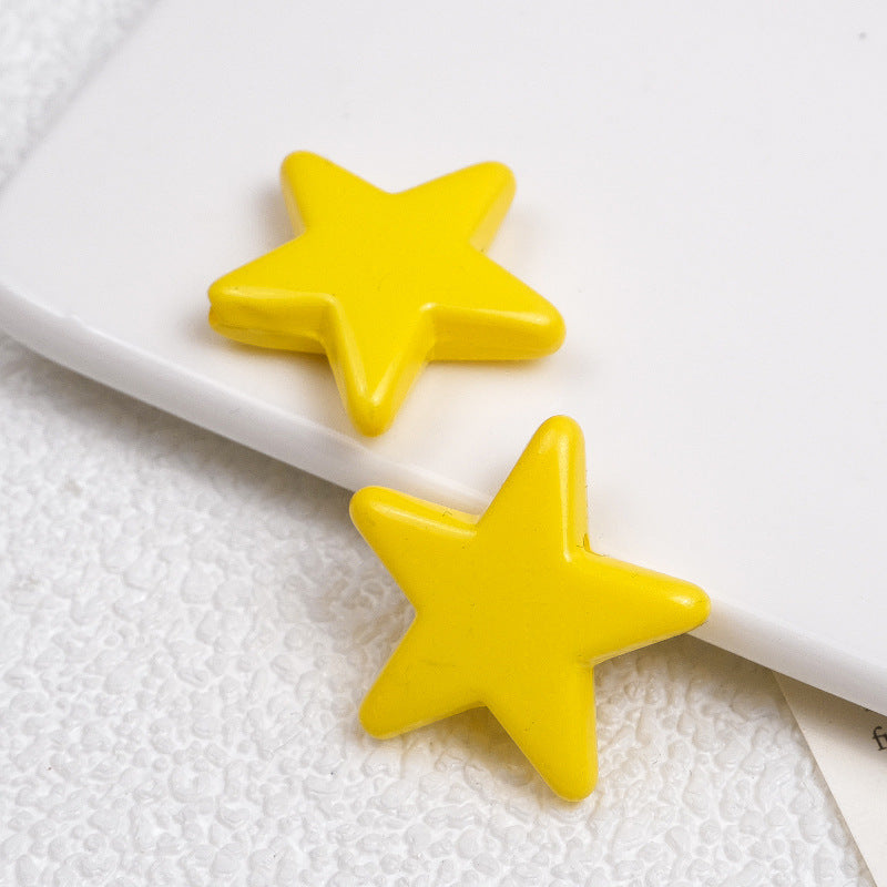 Painted Star Acrylic Beads 21mm Bright Colored Baking Finish 100pcs 8