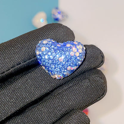Rhinestone Heart Clay Beads 24mm Colorful Shamballa 6pcs 6