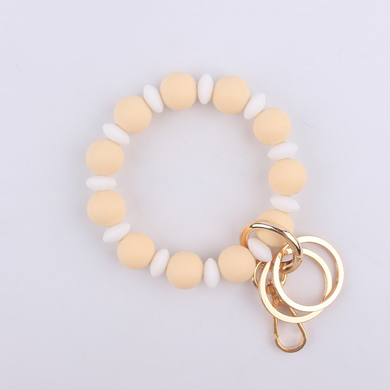 Silicone Bead Wristlet Keychain with Colorful Spacer Beads 8