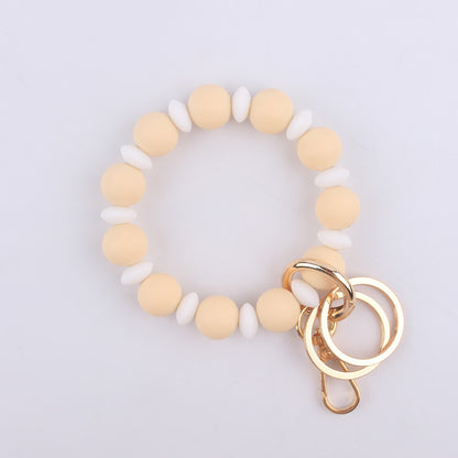 Silicone Bead Wristlet Keychain with Colorful Spacer Beads 8