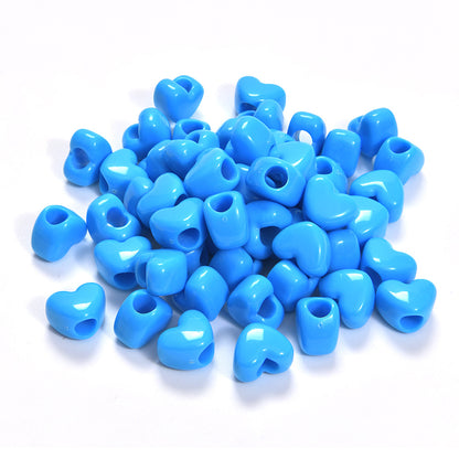 Bright Colored Heart Acrylic Beads 15mm Large Hole 10pcs 9