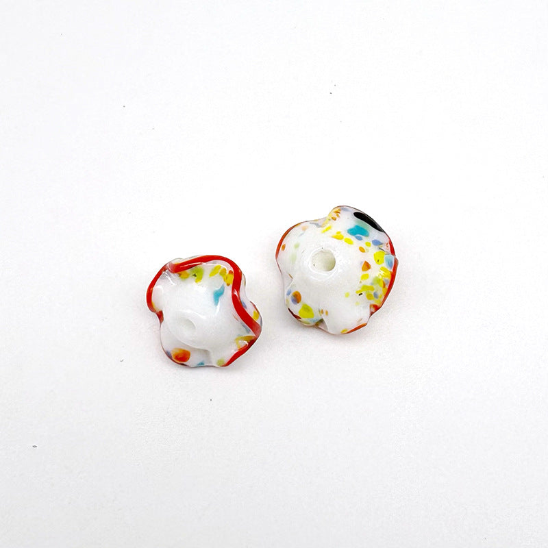 Lampwork Glass Beads Mushroom 15mm Hand Painted Colorful 10pcs 13