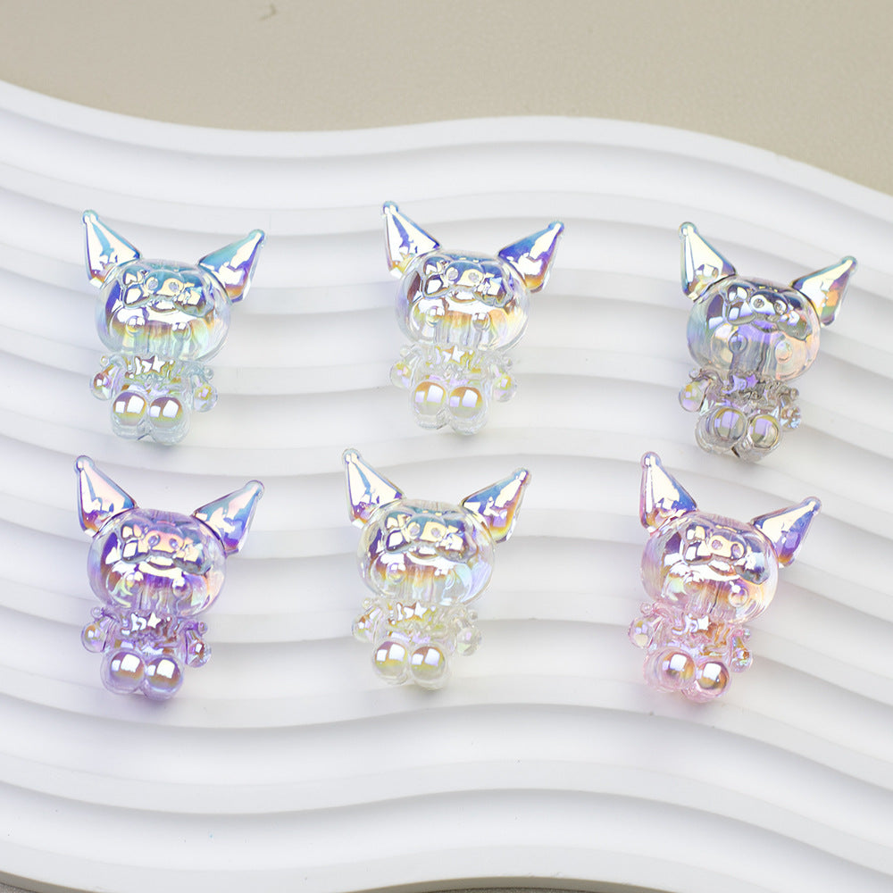 Plating Kuromi Acrylic Beads 32mm Transparent Mixed Colors 20pcs 3