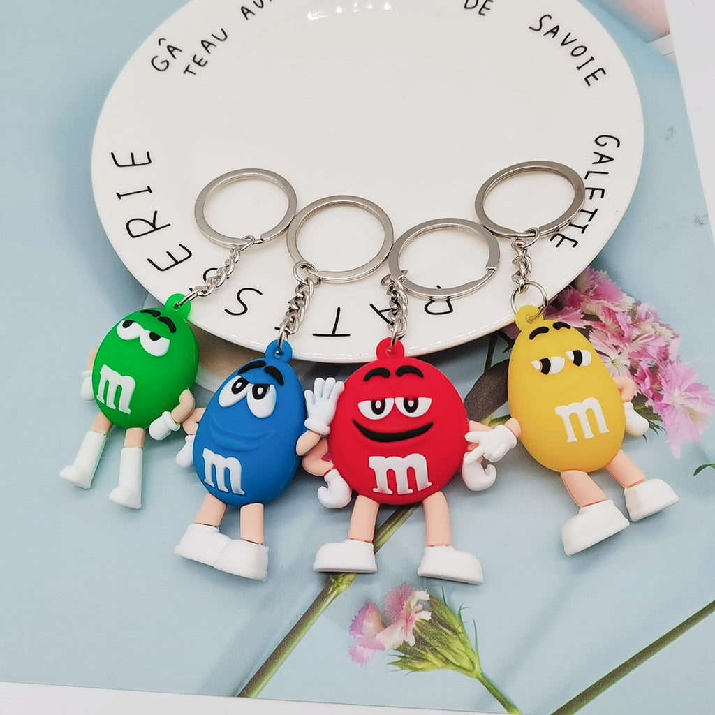 Colorful Cartoon M Bean Chocolate PVC Keychain 2