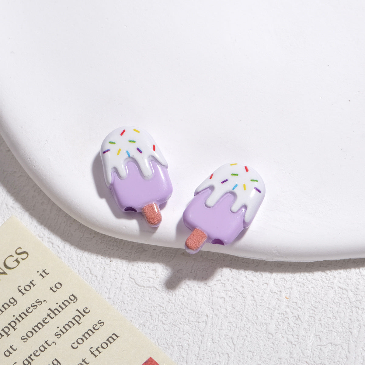 Painted Popsicle Acrylic Beads 20mm Colorful Drip Design 50pcs 10