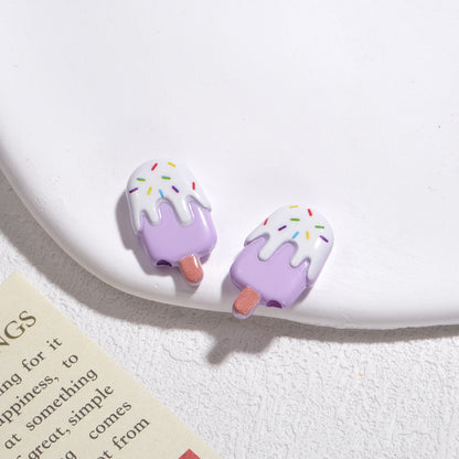 Painted Popsicle Acrylic Beads 20mm Colorful Drip Design 50pcs 10