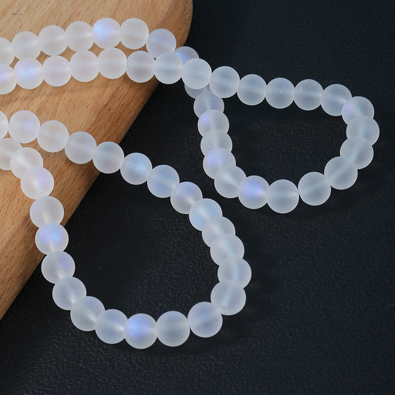 Frosted Round Glass Beads 8mm Fantasy Mermaid Soft Glow 100pcs 2