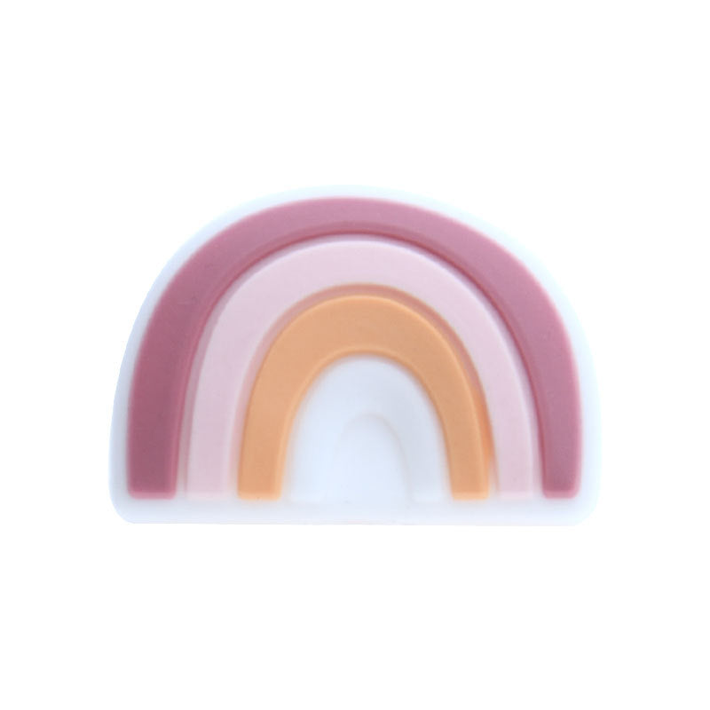 Silicone Focal Beads Rainbow Colorful Layered Text 20pcs 10