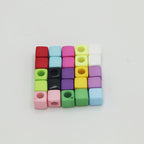 Square Acrylic Beads 7mm Large Hole Chunky Mixed Colors 100pcs