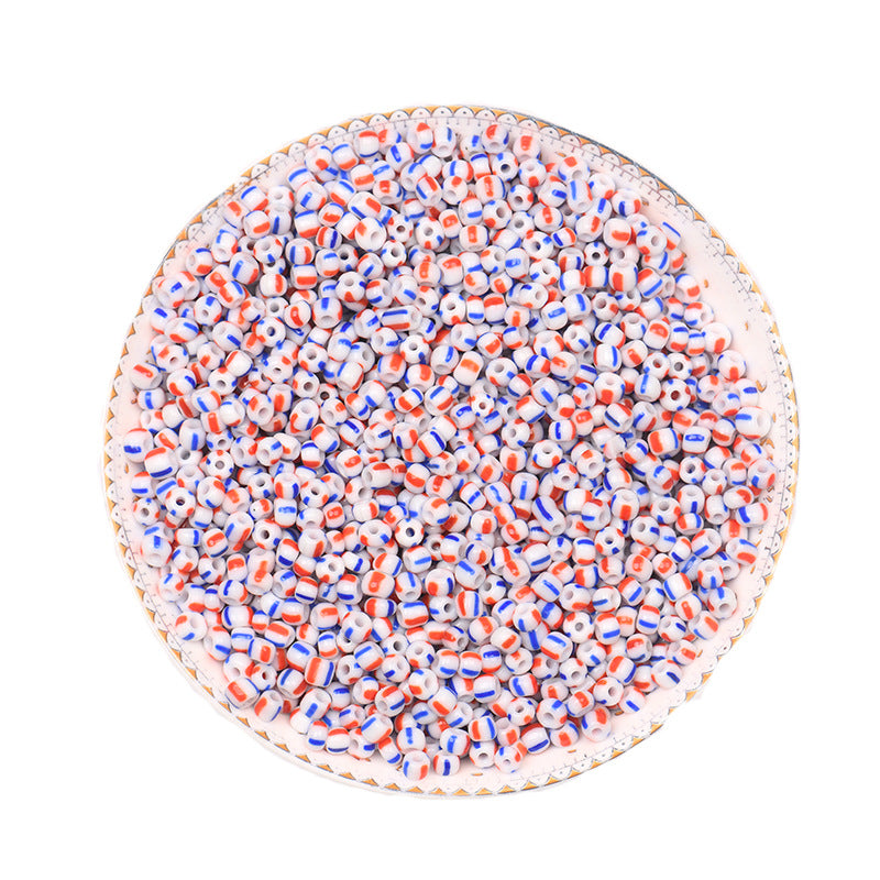 Dual Color Striped Seed Glass Beads 4mm Orange Green 900pcs 5