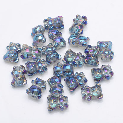 Electroplated Bear Glass Beads 12mm 14mm Mixed Metallic Colors 20pcs 19