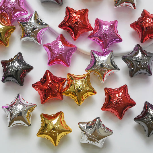 UV Plating Balloon Shaped Star Acrylic Beads 25mm Metal Colored 50pcs