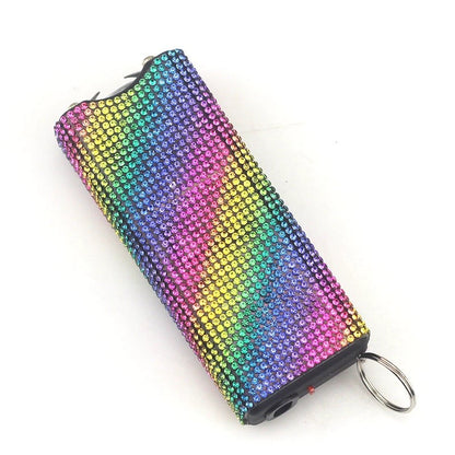 Rhinestone Self Defense Keychain Rechargeable Flashlight Electric Shock 11