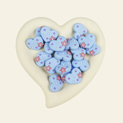 Silicone Focal Beads Pentagram Heart With Tiny Star 20pcs 10