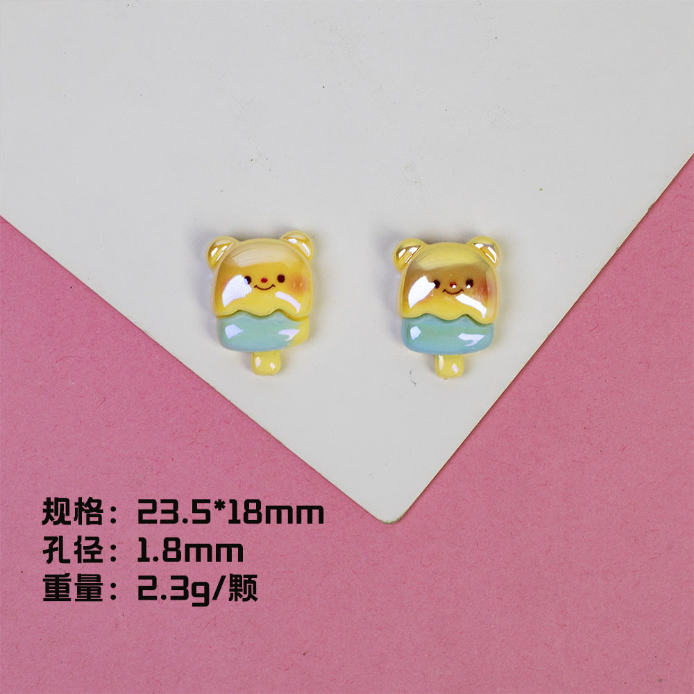 Plating Adorable Butter Bear Resin Beads Glossy Pastel Charms 20pcs 10