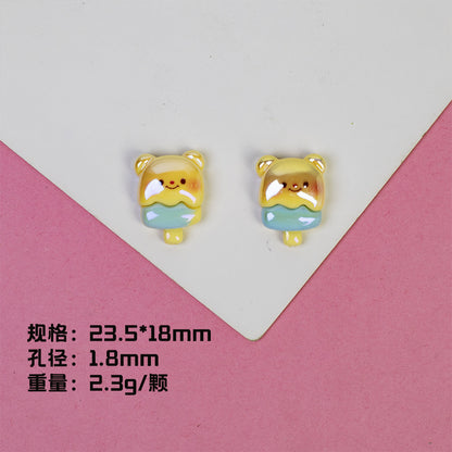 Plating Adorable Butter Bear Resin Beads Glossy Pastel Charms 20pcs 10