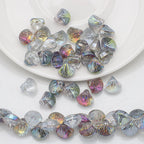 Electroplated Shell Glass Beads 10mm Glossy Ridged Surface 60pcs 6