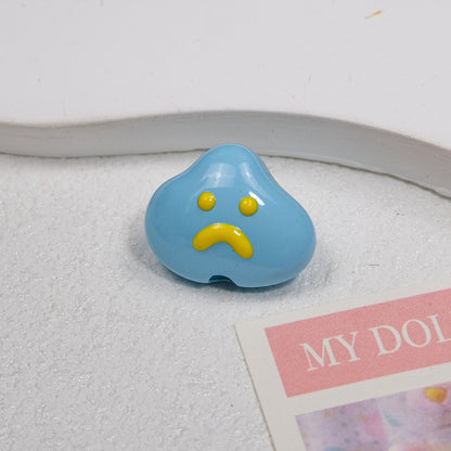 Painted Sad Cloud Acrylic Beads 20mm Glossy Colorful 50pcs 7