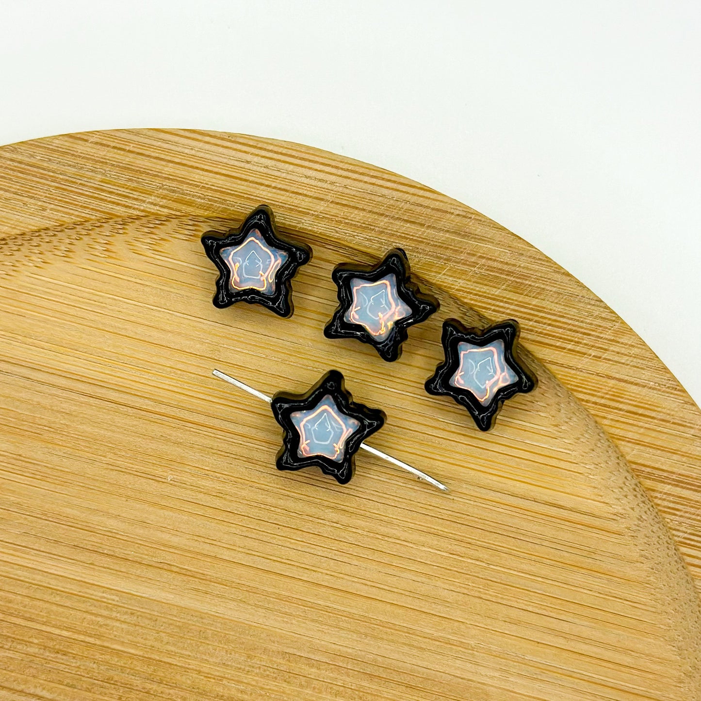 Star Metal Beads 13mm Baking Painted Zircon Embedded 10pcs 15