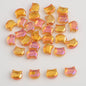 Plating Flat Cat Head Glass Beads 8mm x 10mm Iridescent Colors 30pcs 7