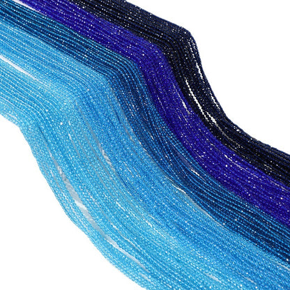 Transparent Disc Seed Glass Beads 2mm Glossy Blue Tones 360pcs 2 Strands