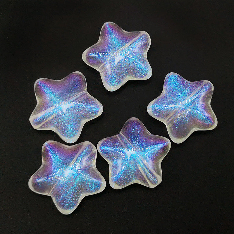Transparent Aurora Laser Acrylic Beads Iridescent Mixed Shapes 2pcs 6
