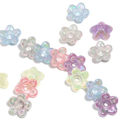 Glow Valley Lily Acrylic Beads 19mm Iridescent Pastel Blue Green Glow 50pcs 3