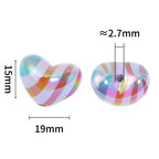 UV Plating Heart Acrylic Beads 19mm Rainbow Striped 50pcs 3