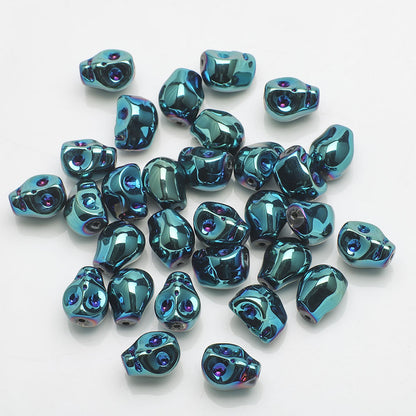 Electroplated Skull Head Glass Beads 8mm x 10mm Iridescent 30pcs 10