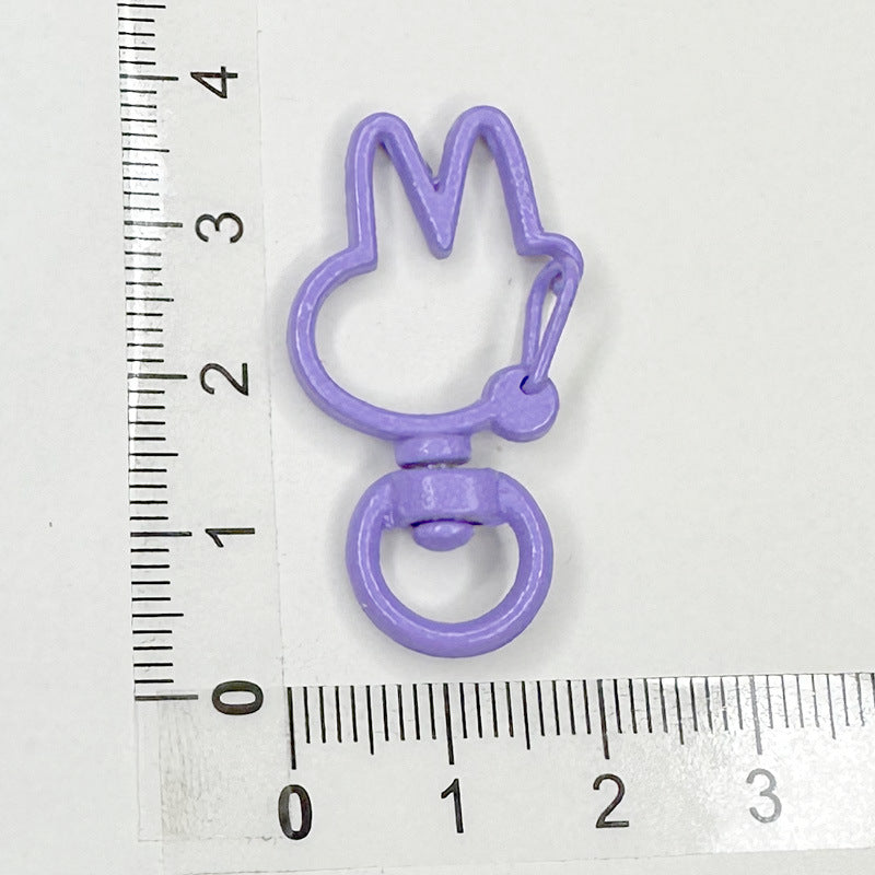 Spray Painted Bunny Head Zinc Alloy Buckle Keychain Clasps 20pcs 17