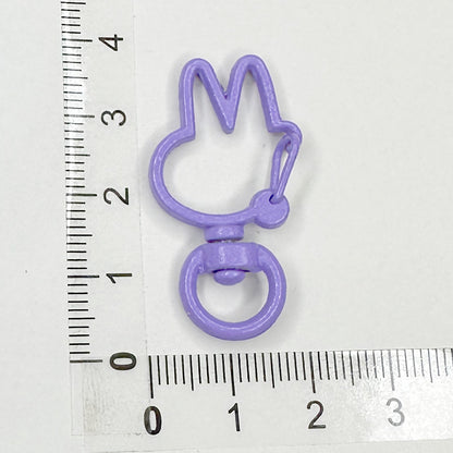 Spray Painted Bunny Head Zinc Alloy Buckle Keychain Clasps 20pcs 17