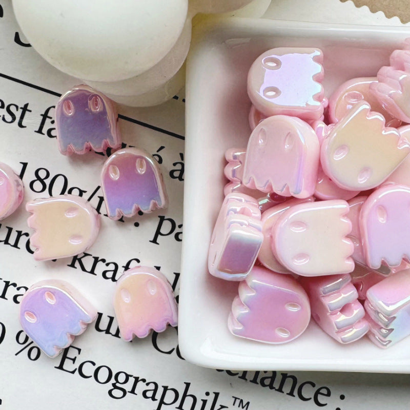 UV Plating Ghost Acrylic Flat Beads 14mm Candy Color 50pcs 8