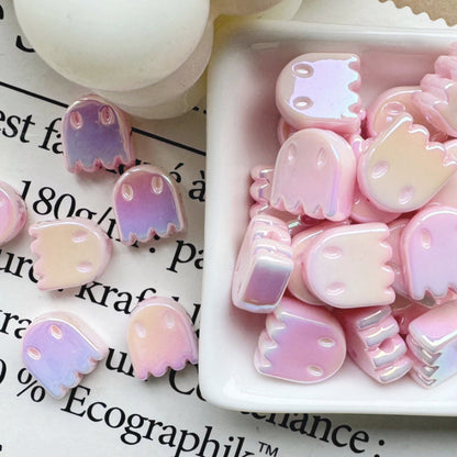 UV Plating Ghost Acrylic Flat Beads 14mm Candy Color 50pcs 8