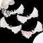 Angel Crown Wing Alloy Rhinestone Beads 25x53mm Detailed 4pcs 2