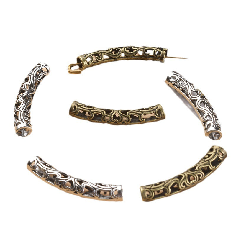 Tube Metal Beads 33mm Hollowed Winding Branch Patterned Zinc Alloy 10pcs 4