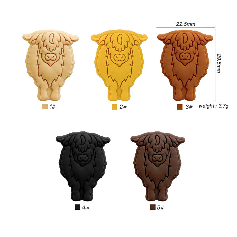 Silicone Focal Beads Yak Bull Detailed Line Work 20pcs