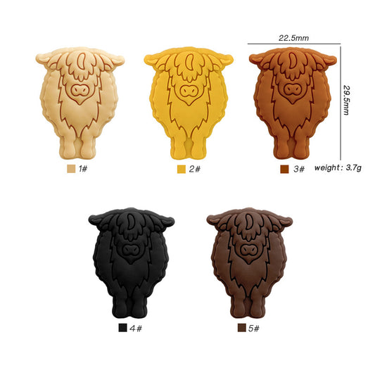 Silicone Focal Beads Yak Bull Detailed Line Work 20pcs