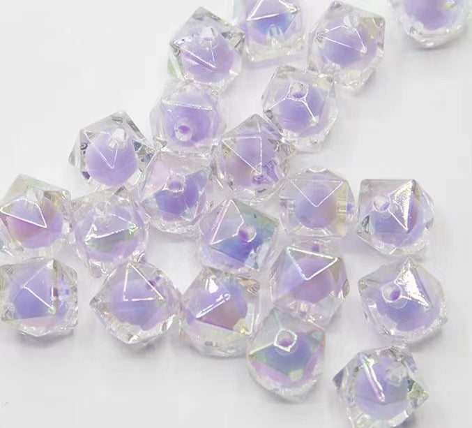 Faceted Acrylic Beads 16mm Diamond Shape Rainbow Assorted 200pcs