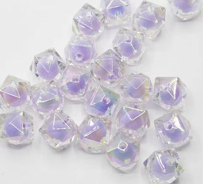 Faceted Acrylic Beads 16mm Diamond Shape Rainbow Assorted 200pcs