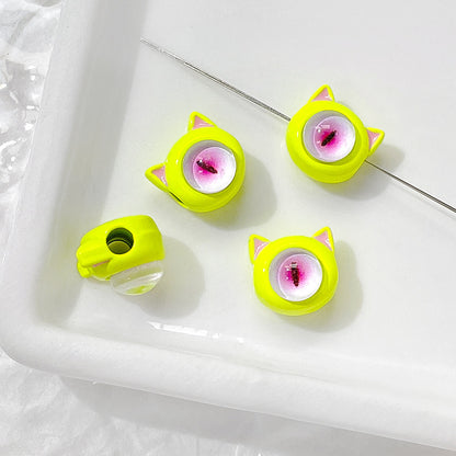 Cat Eye and One-Eyed Beast Metal Beads 10mm Baking Painted 10pcs 19