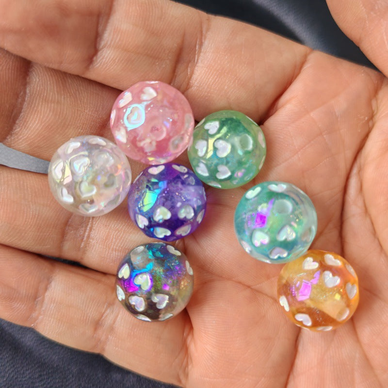 Glow In The Dark Heart Acrylic Beads 16mm Enamel Plating 100pcs 2